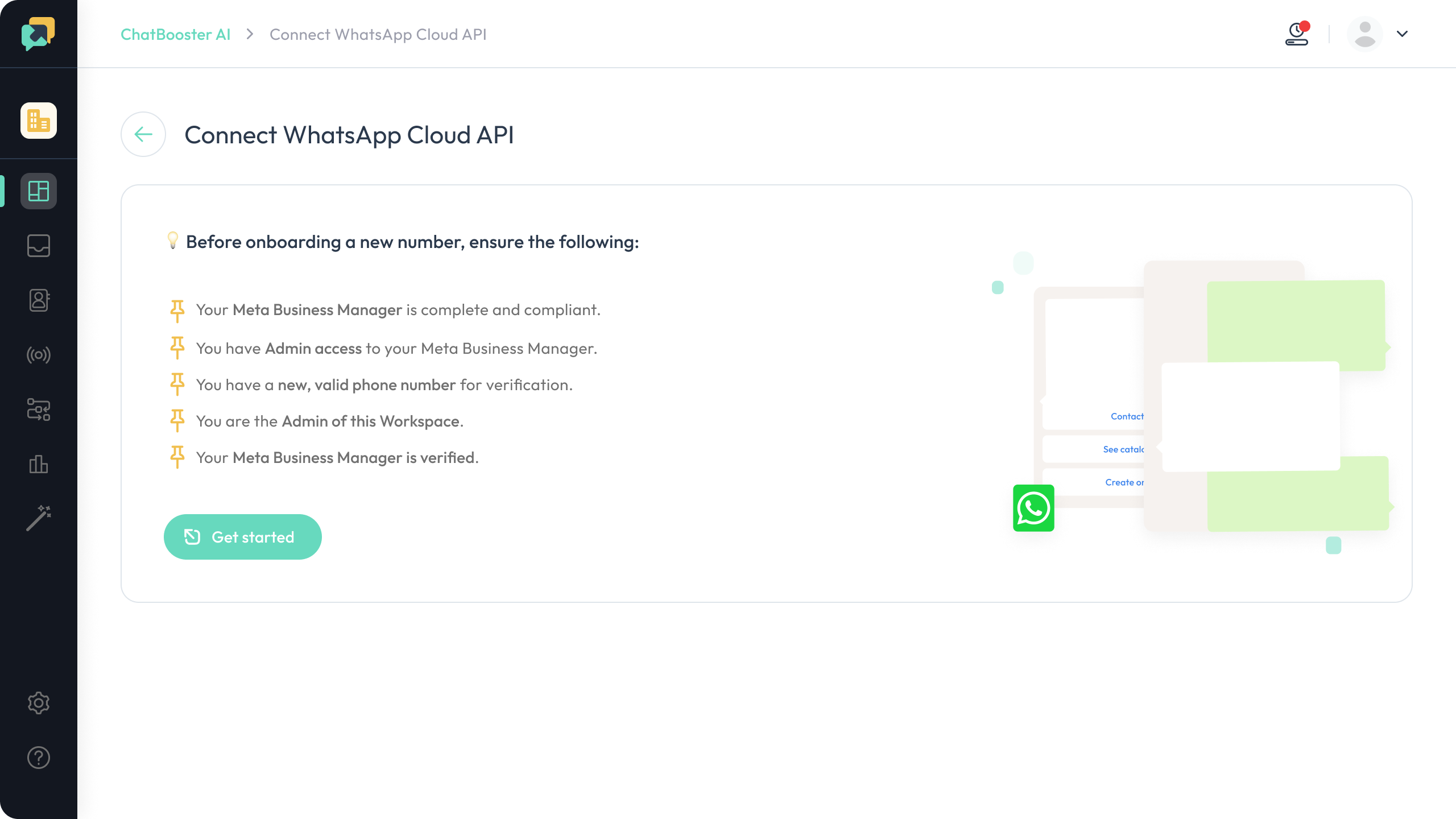 Get started on connecting a new number