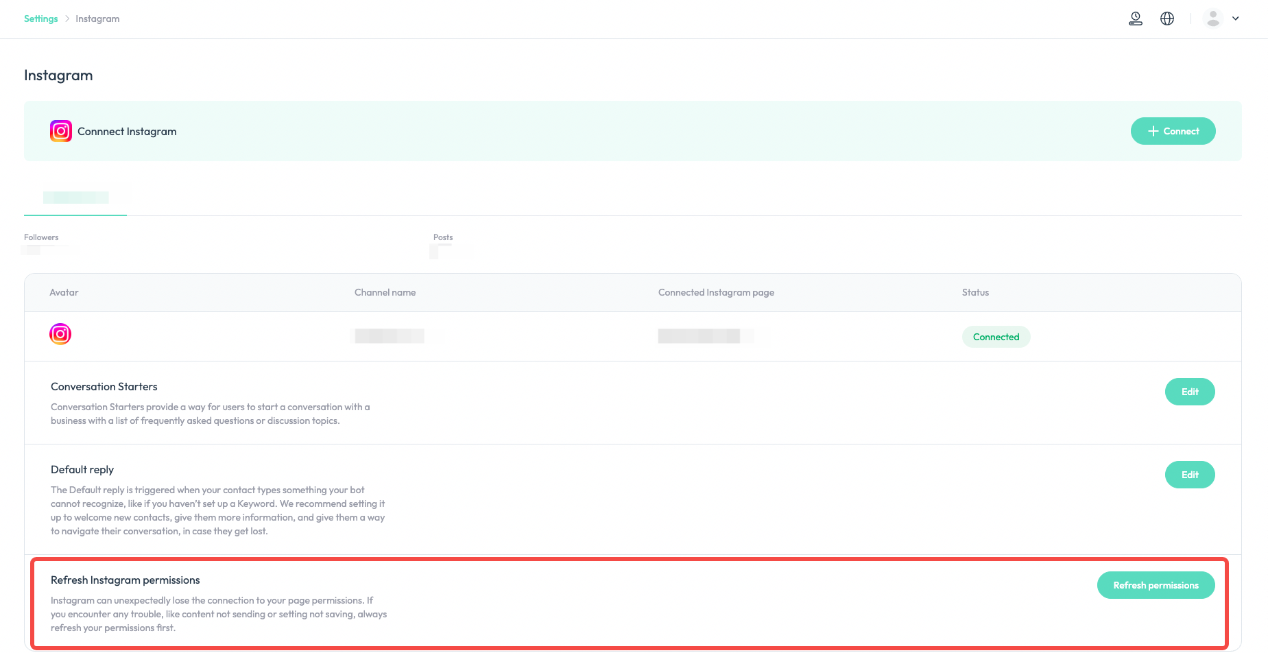 instagram refresh permissions